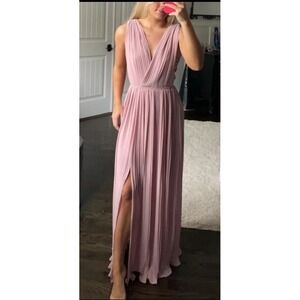 Loveriche Blush Pink Pleated Maxi Prom Formal gown Dress M zipper need replace